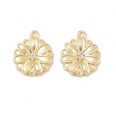 Brass Micro Pave Clear Cubic Zirconia Charms KK-G544-07G-02-1