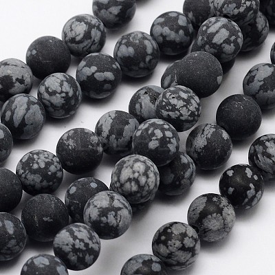 Natural Snowflake Obsidian Beads Strands G-D674-10mm-1