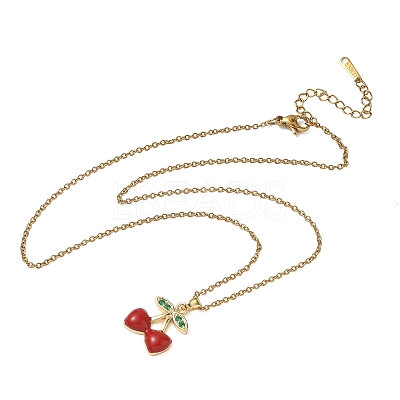 Brass & Cubic Zirconia Enamel Pendant Necklaces SA-CBA7E55-02G-1