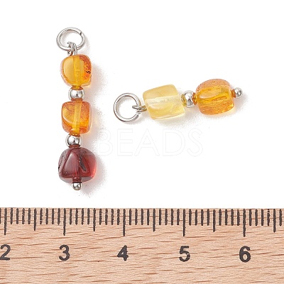 3Pcs 3 Styles Natural Amber Pendants PALLOY-JF05367-1