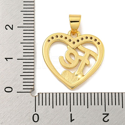 Rack Plating Brass Micro Pave Clear Cubic Zirconia Pendants KK-B091-49G-05-1