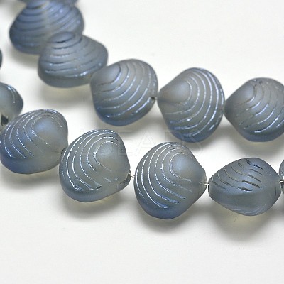 Frosted Electroplate Glass Shell Beads Strands X-EGLA-M002-B01-1