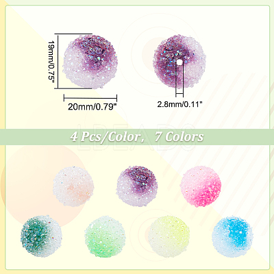 28Pcs 7 Colors Frosted Acrylic Beads MACR-PH0002-19-1