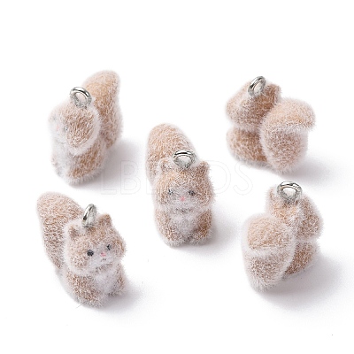 Animal Flocking Resin Pendants RESI-A049-03E-1