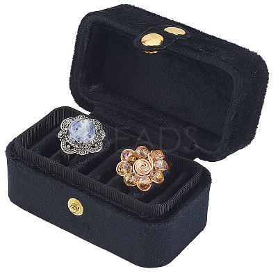 1Pc Mini Rectangle Velvet Ring Storage Boxes with Snap Buttons CON-BBC0001-19-1