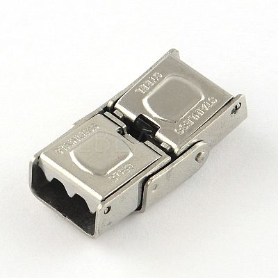 Tarnish Resistant Smooth Surface 201 Stainless Steel Watch Band Clasps STAS-R063-86-1