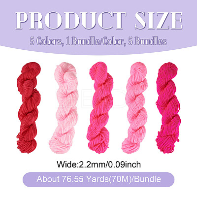 5 Bundles 5 Colors Pink Theme Acrylic Fiber Yarn OCOR-TA0003-18B-1