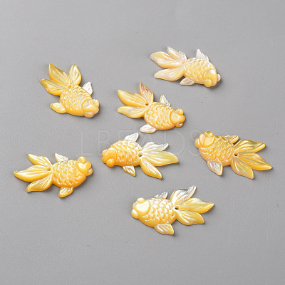 Left and Right Natural Yellow Shell Beads SSHEL-Q311-001-1