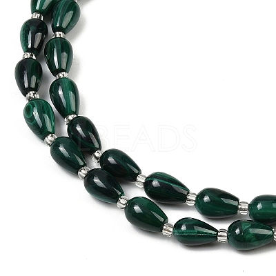 Natural Malachite Beads Strands G-L630-C01-10x6mm-1