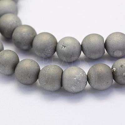 Electroplate Natural Druzy Agate Beads Strands G-G708-8mm-04-1