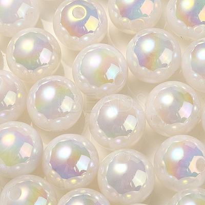 UV Plating Rainbow Iridescent Acrylic Beads OACR-F004-04D-1