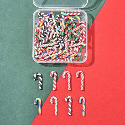 64Pcs 8 Styles Christmas Candy Cane Handmade Polymer Clay Beads CLAY-FS0001-49-1