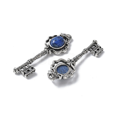 Key Brass Natural Lapis Lazuli Big Pendants KK-D361-01AS-29-1