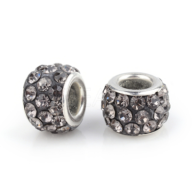 Polymer Clay Rhinestone European Beads CPDL-S007-10-1