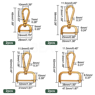 8Pcs 4 Styles Tibetan Style Zinc Alloy Swivel Lobster Claw Clasps FIND-PH0008-63AG-1