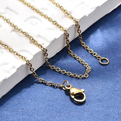 PVD Vacuum Plating 304 Stainless Steel Cable Chain Necklaces STAS-M174-025G-1