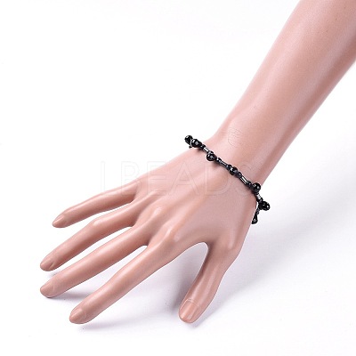 Non-magnetic Synthetic Hematite Beads Stretch Bracelets BJEW-JB04659-03-1