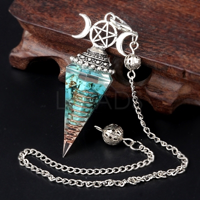 Synthetic Turquoise Chip & Resin Orgonite Dowsing Pendulum Big Pendants PW-WG36861-14-1