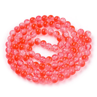 Transparent Crackle Baking Paint Glass Beads Strands DGLA-T003-01B-12-1