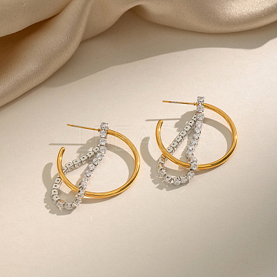304 Stainless Steel Cubic Zirconia Stud Earrings for Women SD6201-1