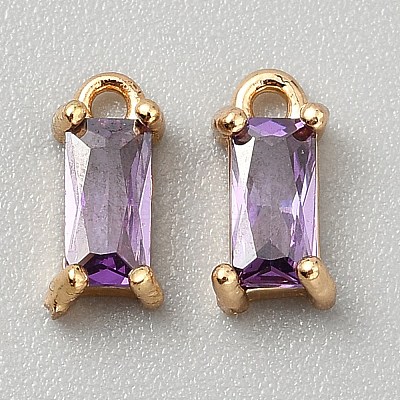Golden Plated Brass Cubic Zirconia Charms ZIRC-WH0015-01G-06-1