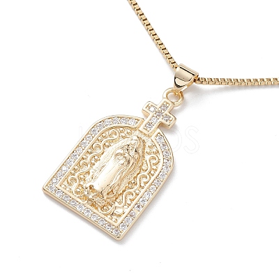 Clear Cubic Zirconia Religion Pendant Necklace NJEW-F307-01D-1