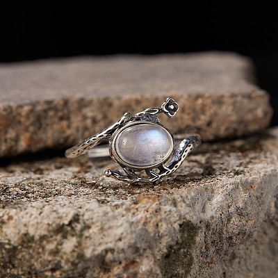 925 Sterling Silver with Natural Moonstone Finger Rings WGB2E64-34-1