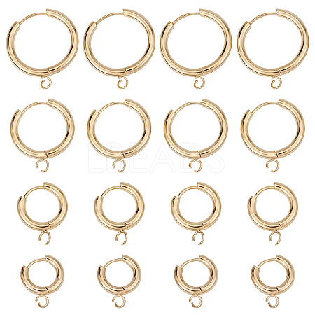 SUNNYCLUE 16Pcs 4 Sizes 201 Stainless Steel Huggie Hoop Earring Findings STAS-SC0004-67G-1