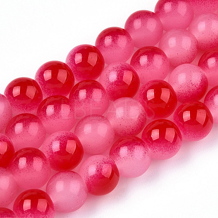 Baking Paint Imitation Jade Glass Round Bead Strands X1-DGLA-N003-10mm-06-1