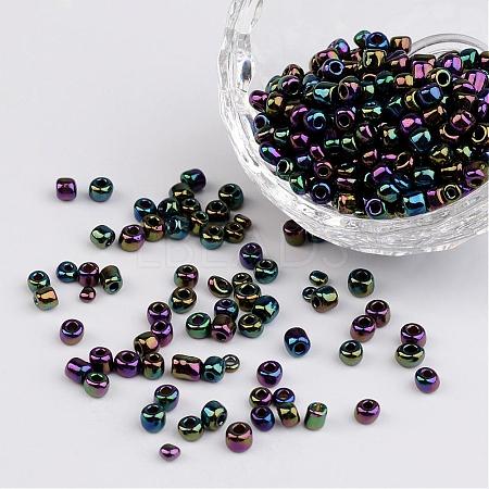 6/0 Electroplated Iris Round Glass Seed Beads X-SEED-A009-4mm-603-1