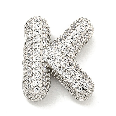 Platinum Plated Brass Micro Pave Cubic Zirconia Pendants KK-L073-001P-K-1