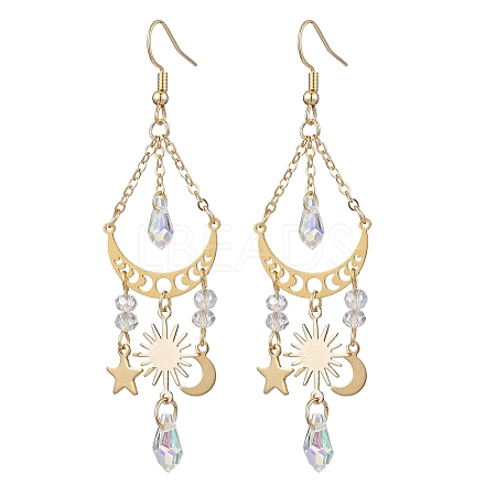 Moon & Star & Sun Alloy Chandelier Earrings EJEW-JE05719-1