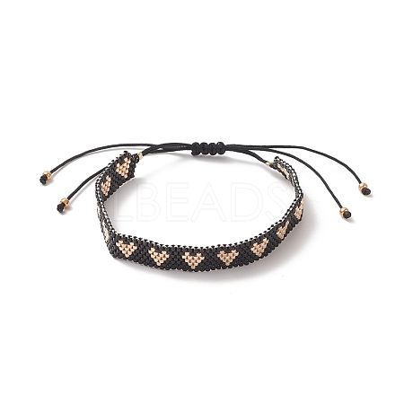 Handmade Japanese Seed Heart Braided Bead Bracelets BJEW-MZ00015-1
