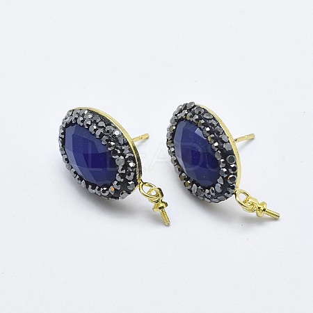 Natural Lapis Lazuli Stud Earring Findings RB-L031-20G-1