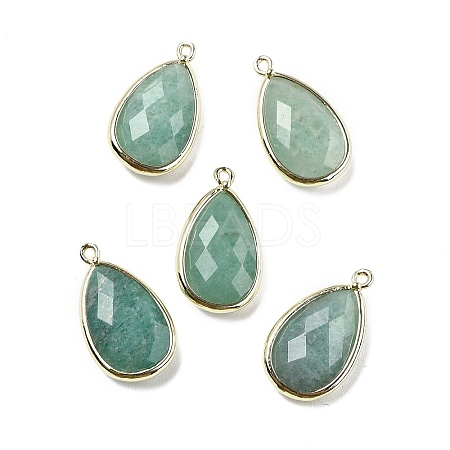Natural Dyed Green Aventurine Faceted Pendants G-M431-17G-02-1