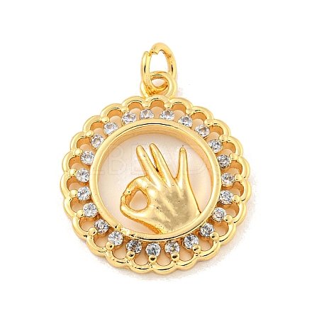 Brass Micro Pave Clear Cubic Zirconia Pendants KK-U007-01G-03-1