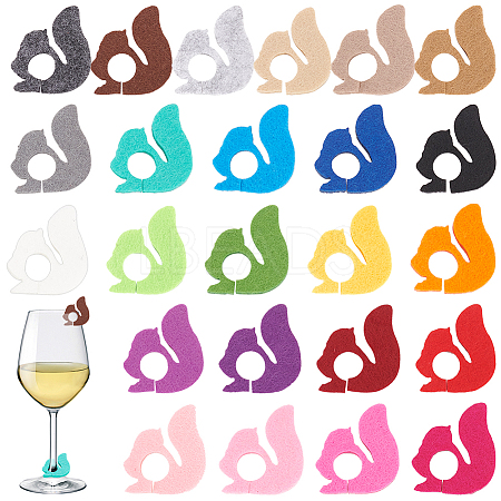 BENECREAT 24Pcs 24 Colors Felt Wine Glass Charms AJEW-BC0004-19-1