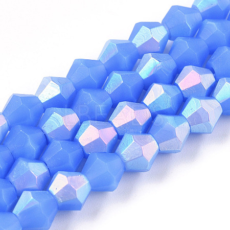 Imitation Jade Bicone Frosted Glass Bead Strands X-EGLA-A039-J6mm-MB04-1