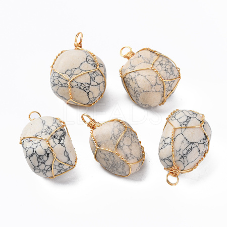 Natural Howlite Pendants G-N332-50-01-1