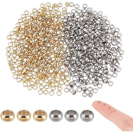 Unicraftale 600Pcs 2 Colors 304 Stainless Steel Spacer Beads STAS-UN0039-13-1