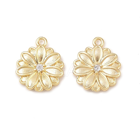 Brass Micro Pave Clear Cubic Zirconia Charms KK-G544-07G-02-1