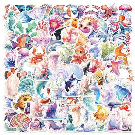 Sea Animal PVC Self Adhesive Stickers STIC-PW0017-12-1