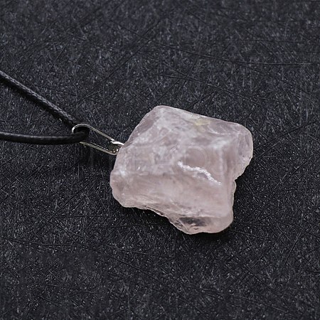 Natural Rose Quartz Raw Rough Nuggets Pendant Necklace FS-WG50F2C-04-1