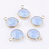 Golden Tone Brass Glass Flat Round Charms GLAA-M003-A-18G-1