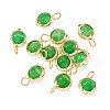 12Pcs Brass & Glass Imitation Cat Eye Round Charms PALLOY-TAC0237-03-3