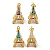 Brass Micro Pave Cubic Zirconia with Synthetic Opal Pendants KK-K356-18G-1