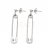 304 Stainless Steel Safety Pin Dangle Stud Earrings for Women EJEW-N016-031P-1
