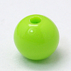 Opaque Green Round Acrylic Spacer Beads X-PAB703Y-6-2