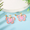 Brass Printing Acrylic Butterfly Dangle Stud Earrings EJEW-TA00671-4