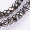 Natural Pyrite Beads Strands G-P303-02-6mm-16-3